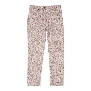 Etro Milano Womens Paisley Floral Print Straight Leg Jeans White Pink Size 29